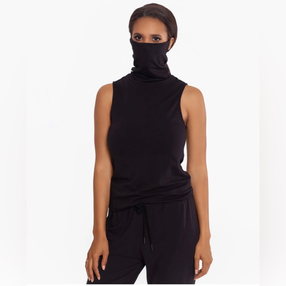 BAM BY BETSY & ADAM Womens Black Cotton Blend Attached Mask Tank Top M